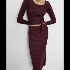 Zara tied ripped top and ribbed midi/maxi skirt